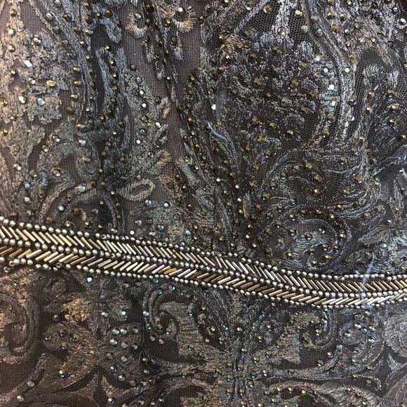 Beaded Navy Blue long Gown - Picture 2 of 6